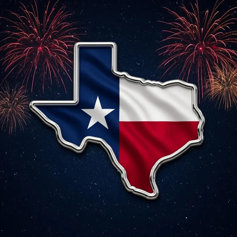 Texas state shape with the Lone Star flag